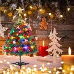 24"/60cm Tafelblad Kerstboom, Kunstmatige Mini Kerstboom Met LED String Lights & Ornamenten (Kerstboom)