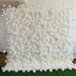 Simulation Rosenstoff Hintergrund Blumenwand, Stoff Hintergrund Blumenwand Künstliche Blume Weiße Rose Hochzeitsdekoration Layout Hintergrundwand Gefälschte Blume Outdoor-Ausste