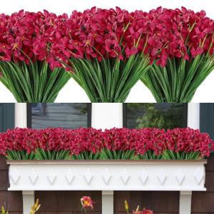 12Pcs Nep Planten Outdoor Bloemen UV Bestand Faux Bloem Planten Bulk Voor Indoor Outdoor Opknoping Planter Tuin Venster Doos Thuis Bruiloft Decor