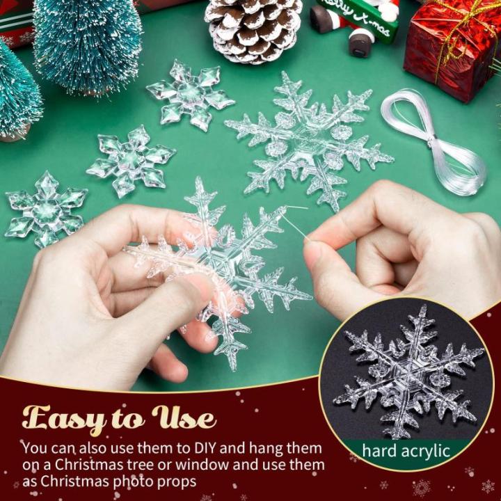 25 stks Kristallen Sneeuwvlok Kerstboom Ornamenten Acryl Sneeuwvlok Opknoping Kerst Decoratie Winter Wonderland Sneeuwvlok Opknoping Hangers Voor Kerstboom Thuis Feestbenodigdheden