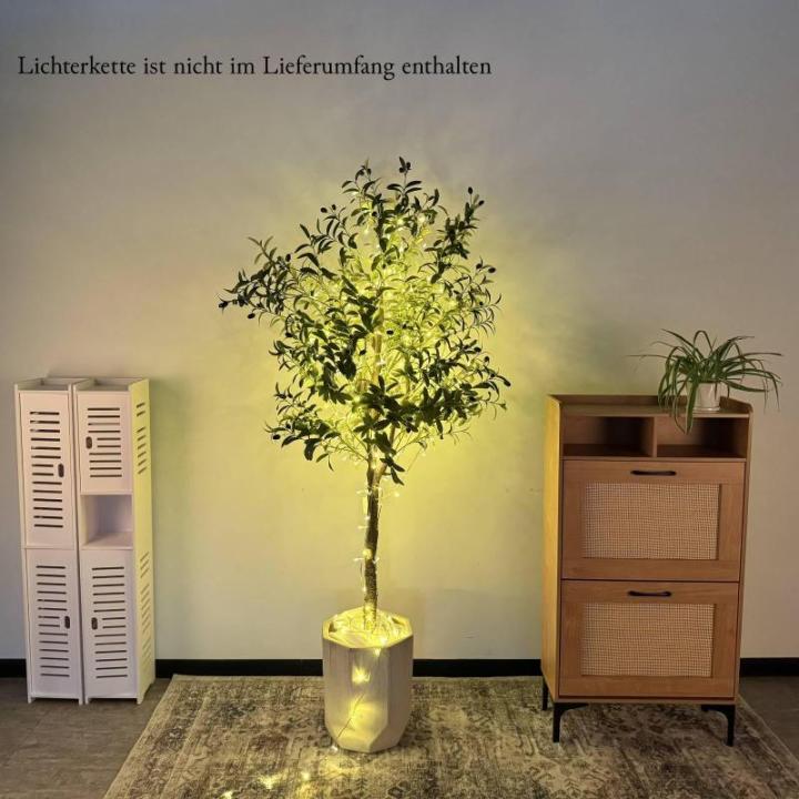 Kunstmatige olijfboom, 180 cm, kunstplant, grote olijfboom, kunstboom, ziet eruit als echt voor woonkamer, slaapkamer, kantoor, decoratie
