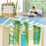 Ivy Kunstslingerset, 2,1 m klimopanken, 24 stuks decoratieve groene voor thuis, tuin en evenementdecoratie, duurzame en natuurlijke nepklimopplanten