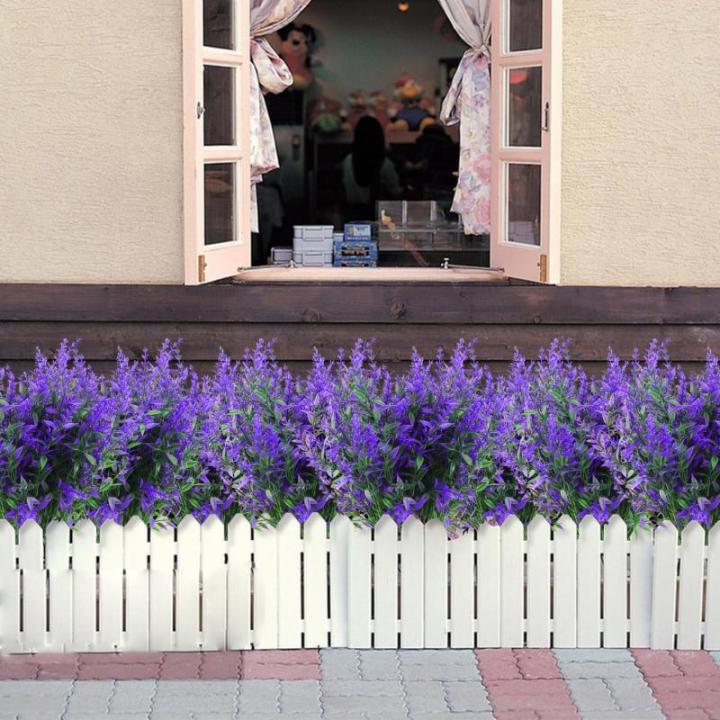 Kunstplanten, bloemen, in pot, net echt uv-bestendig, 10 bundels , , balkonplanten, struiken, decoratie, kunstbloem, lavendel voor tafel, huis, tuindecoratie