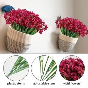 12Pcs Nep Planten Outdoor Bloemen UV Bestand Faux Bloem Planten Bulk Voor Indoor Outdoor Opknoping Planter Tuin Venster Doos Thuis Bruiloft Decor