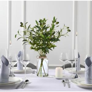 , olijftak in glazen vaas, 37 cm, kunstmatige Greenery stammen met olijftakken, faux eucalyptus stammen voor thuis, kantoor, boerderij, bruiloft, tafel, centerpiece decoratie