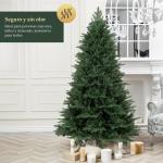 Kunstkerstboom 180 cm, kunstdennenboom van PE en pvc, met handschoenen en houten standaard, als kerstdecoratie voor binnen