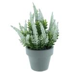 Erika Calluna Kunstbloem in grijze pot, heide, 13x19cm, herfstbloem, kunstplant (crème)