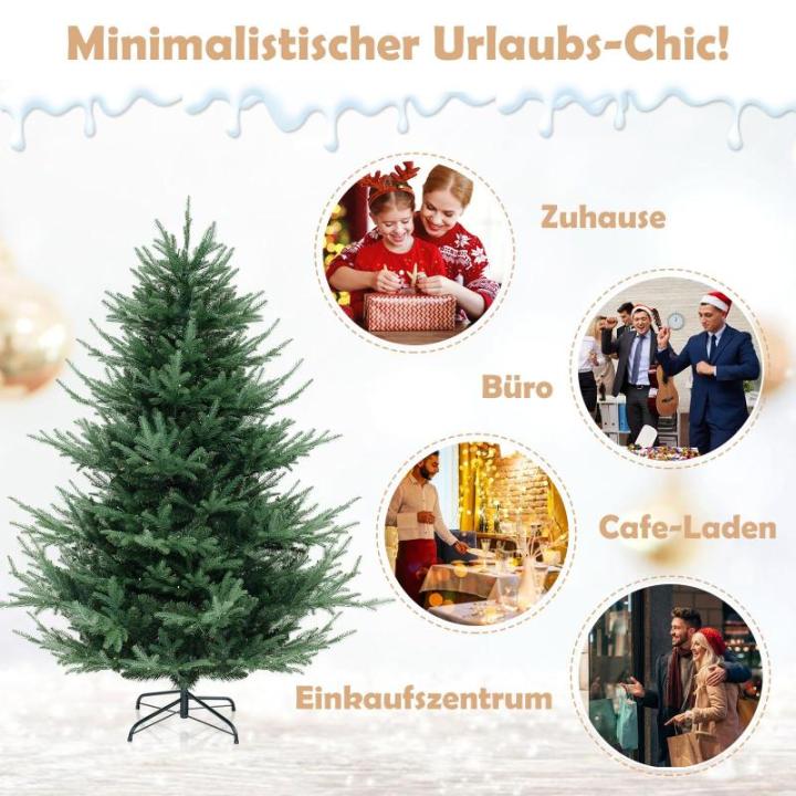Kunstkerstboom met verlichting, 180 cm, dennenboom met 240 warmwitte ledlampen en 8 lichtmodi, kerstboom met scharnierstructuur, kunstboom voor thuis, groen