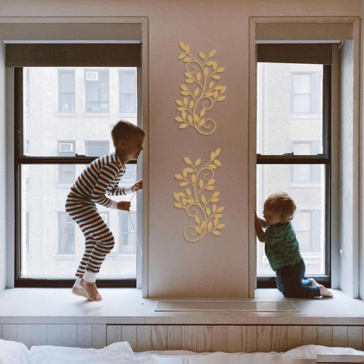 2 stuks metalen boomblad wanddecoratie wijnstok olijftak blad muurkunst ornament muur opknoping bord voor boven deur, woonkamer, kantoor, binnen en buiten decoratie (goud)