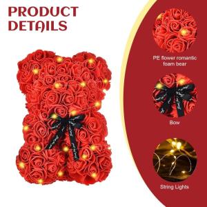 Handgemaakte rozenbeer, rozenbeer teddybeer, rozenteddybeer, set met geschenkdoos, ledverlichting, liefdeskaart en liefdesballon, Moederdag, Valentijnsdag, verjaardag, jubileumcade
