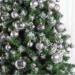 zilveren kerstbalornamenten voor kerstversiering - 36 stuks kerstboom onbreekbare ornamenten met ophanglus voor vakantie- en feestdecoratie (combo van 6 stijlen in 3 maten)