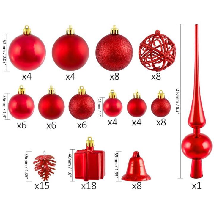 Set met boompiek, 101-delig, kerstboomversiering