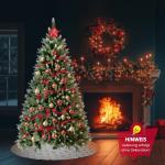 Onin, kunstkerstboom met kunstsneeuwcoating op punten, met 850 takken en houten standaard, inclusief 75 PE-spuitgietwerk en 775 pvc-punten, klapsysteem (H180 cm)