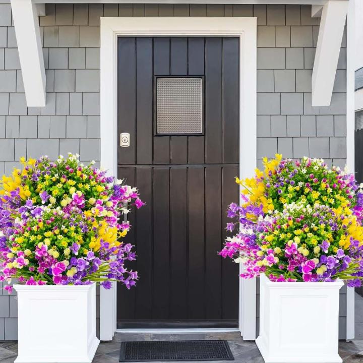 12 bundels als echt, , uv-bestendige plastic bloemen, weerbestendig, kunstplanten, buiten, boeket, planten voor balkon, tuin, balkonbak, bloembak