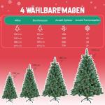 Kunstkerstboom, sneeuwserie, kunstkerstboom in winterlook met kunstsneeuw, 35 dennenappels en 720 takken, klapsysteem, geen naalden, van pvc, moeilijk ontvlambaar, diameter 125 cm 