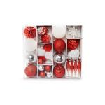 Set van 29 - kerstversiering rood zilver wit om op te hangen - kunststof kerstboomversiering