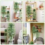 Kunsthangplanten, 4 stuks, in pot, , 65 cm, eucalyptus, parelchlorofyt, datura, stramonium voor terras, muur, woonkamer decoratie