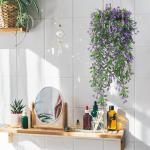 4 stuks , hangende kunstbloemen, decoratie, kunstklimop, kunstbloemen, hangplanten, kunstbloemen als echte vines, voor tuin, balkon, decoratie, blauw-paars