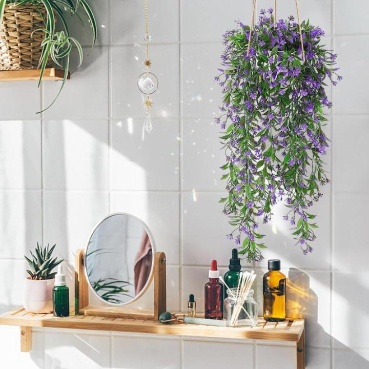 4 stuks , hangende kunstbloemen, decoratie, kunstklimop, kunstbloemen, hangplanten, kunstbloemen als echte vines, voor tuin, balkon, decoratie, blauw-paars