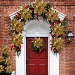 12 Stück Weihnachten Glitzer Weihnachtsstern Gold Künstliche Blumen Deko, Weihnachtsstern Künstliche Blumen mit Clips + Vorbauten, Weihnachtsblumen für Weihnachts Hochzeits Gar