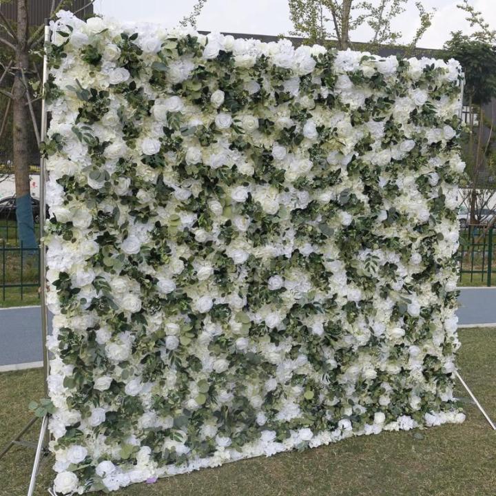 Weiße Dschungelstoff-Hintergrundsimulations-Blumenwand, Künstliche Rosengrün-Pflanzwand, Hochzeitsdekorations-Requisiten-Hintergrundwand Für Foto-Hintergrund-Home-Party-Hochzei