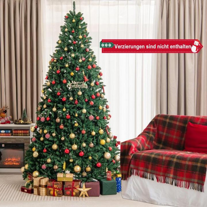 Kunstkerstboom, 180/225/275 cm, dennenboom met metalen standaard, kunstboom kerstklapsysteem, pvc-naalden, ideaal voor thuis, kantoor, winkels en hotels, groen (275 cm)