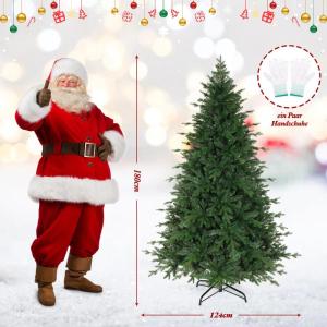 180 cm kunstkerstboom van PE en pvc (diameter circa 124 cm), 1000 takuiteinden, eenvoudige montage, metalen scharnieren en inklapbare standaard, kerstboom voor kantoor, thuis, wink