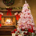 150 cm kerstboom bevlokt roze met volle vlokken decoratie met sneeuwvlokken, 600 takjes, dennenbladeren van pvc en stabiele basis, kerstboom voor kerstdecoraties