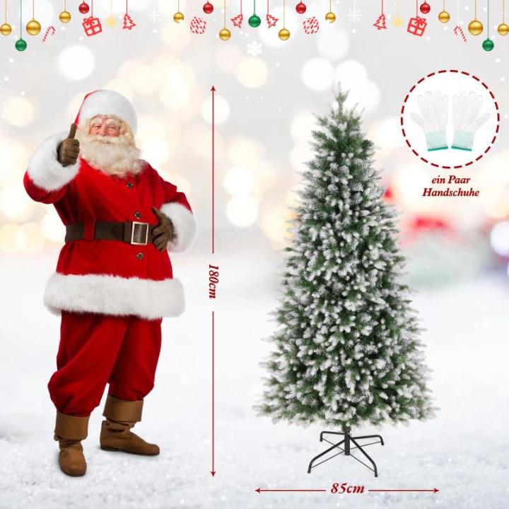 Kunstkerstboom van PE en pvc, 180 cm, met sneeuw, 1000 takuiteinden, eenvoudige montage, metalen gewrichten en inklapbare standaard, kerstboom voor kantoor, thuis, winkel, feest, v