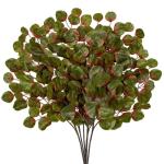 6 stuks kunsttak eucalyptus kunstdecoratie, groene eucalyptusbladeren, herfstdecoratie voor bruiloft, tafelopzetstuk, bloemstuk, herfstdecoratie