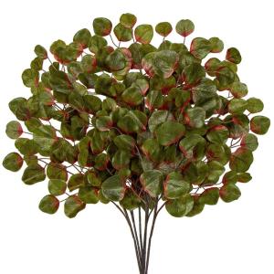 6 stuks kunsttak eucalyptus kunstdecoratie, groene eucalyptusbladeren, herfstdecoratie voor bruiloft, tafelopzetstuk, bloemstuk, herfstdecoratie