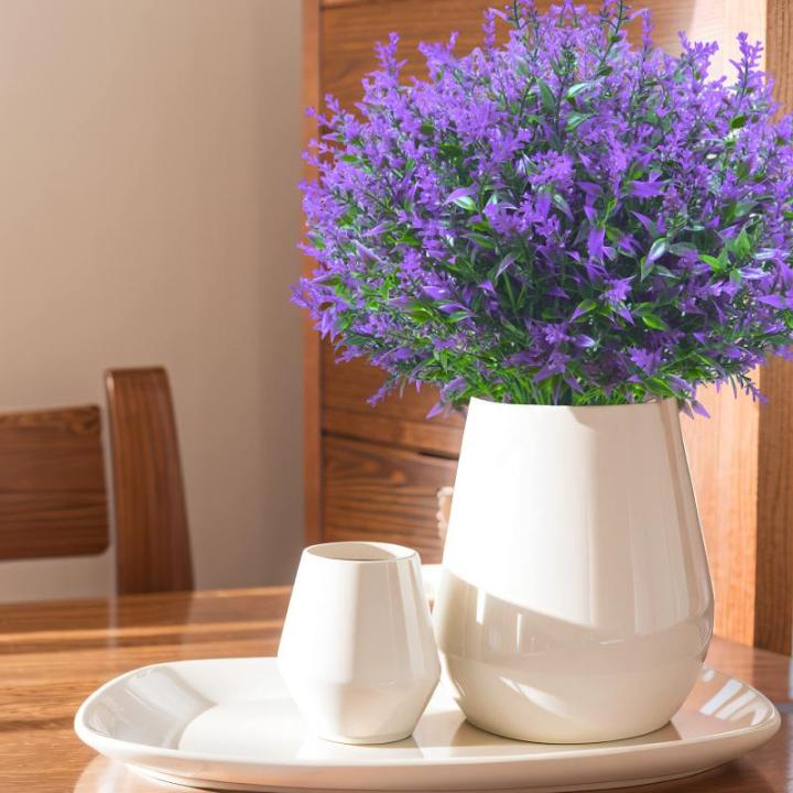 voor buiten, 12 bundels lavendel, , UV-bestendige balkonplanten, kunstplanten, struiken voor buiten, binnen, balkon, balkonbak, bloembak, lila