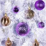 paarse kerstbalornamenten voor kerstversiering - 36 stuks kerstboom onbreekbare ornamenten met ophanglus voor vakantie- en feestdecoratie (combo van 6 stijlen in 3 maten)