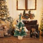Tisch-Weihnachtsbaum,Künstlicher Tisch-Weihnachtsbaum - Startseite Künstliche Kiefer für Tisch,Weihnachtskiefernbaum mit gewebter Basis für Fenster, Wand, Baum,