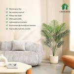 Kunstpflanze Palmen 130 cm Plastik Künstliche Pflanze Groß Areca Palme im Topf Wohnzimmer Balkon Schlafzimmer Grün Deko (2 Pack)
