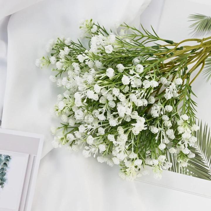 12 stuks Gypsophila babyadem boeket, Gypsophila plastic kunstgypsophila bloemen voor huisdecoratie bruiloft feest kantoordecoratie (wit (2# wit)