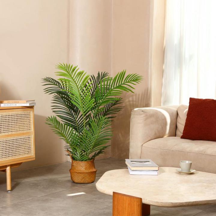 Areca Kunstpalm, 120 cm, in pot, kunstplant, tropisch, Hawaï, groen, voor slaapkamer, kantoor, tuin, bruiloft, party, decoratie (2 stuks)