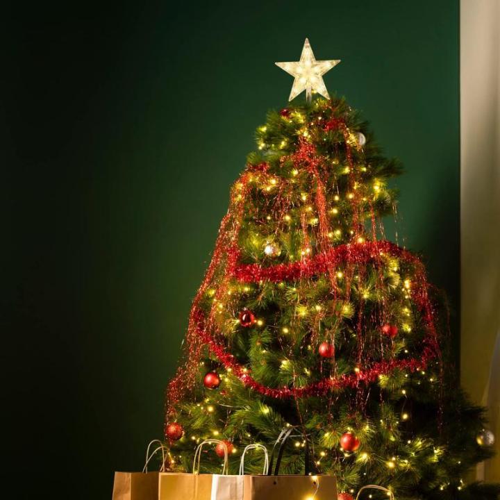 3 m kerstboomverlichting met ring, 10 slingers en piek-ster, 360 led-lampjes, lichtketting, dennenboom, kerstboom lichten met 8 modi, warm wit