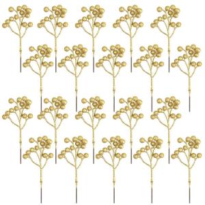 20 Pack 18cm Künstliche Rote Beeren für Weihnachtsbaum Deko Stechpalmenbeeren Zweige Dekorationen für Weihnachten Zuhause Holly Beeren für Handwerk Winter Urlaub Hochzeit Deko 
