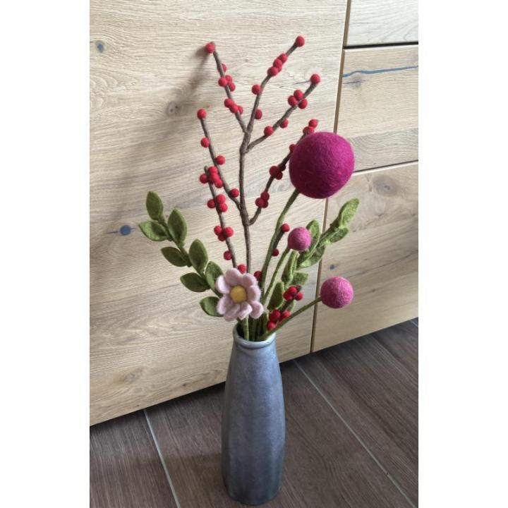 9 vilten bloemen, kleine bloemengroet, boeket, Fair Trade, handgemaakt (XXL-rood)