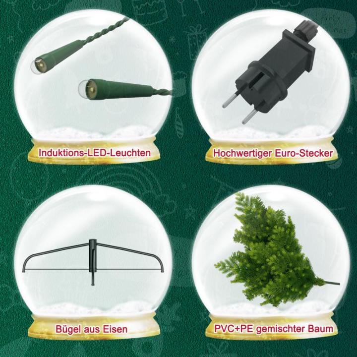 Dichte premium kunstkerstboom 180 cm met verlichting, levensechte dennenboom van pvc + PE-mix, met metalen standaard, perfecte kerstboom voor feestelijke decoratie