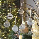 Onbreekbare doorzichtige plastic van 60 mm met glitterschilderij, transparant, doorzichtige kristallen , kerstboomdecoraties (30 stuks, wit)