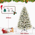 Kerstboom met ledlampjes en sneeuwvlokken, metalen standaard, kunstkerstboom, voor kerstdecoratie (210 cm met kleurrijke leds)