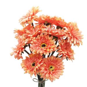 12 STKS Kunstmatige Gerbera Bloem Enkele Stam Bloei Boeket Plastic Zijde Nep Decoratieve Flora Outdoor Indoor Thuis Tuin Kantoor Hotel Bruiloft Party Oranje
