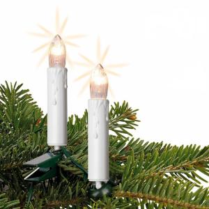 Lichtsnoer kerstboom, 15 kerstkaarsen 9,8m verlichte mini lichtketting binnen met stekker, kaarsenlichtketting stroomkabel groen kerstboomkaarsen wit, 150933
