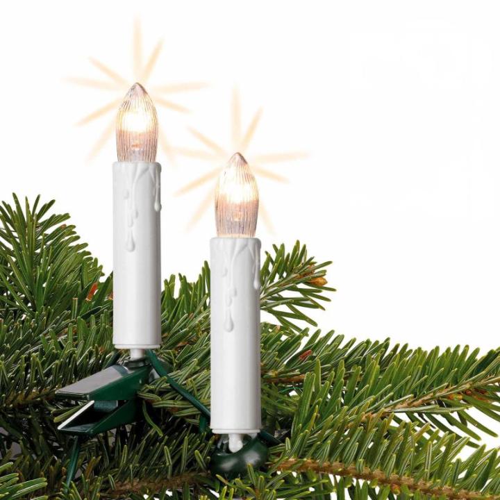 Lichtsnoer kerstboom, 15 kerstkaarsen 9,8m verlichte mini lichtketting binnen met stekker, kaarsenlichtketting stroomkabel groen kerstboomkaarsen wit, 150933