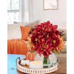 Dalia Kunstbloemen als echt in ovale glazen vaas met kunstwater, decoratieve bloemen, chrysant bloemstuk voor thuis, woonkamer, badkamer, herfst, decoratie