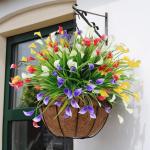 Calla Lily Kunstbloemen, 8 bundels kunstbloemen, UV-bestendige plastic bloemen, , balkon, boeket, planten voor balkon, tuin, raam, binnen en buiten
