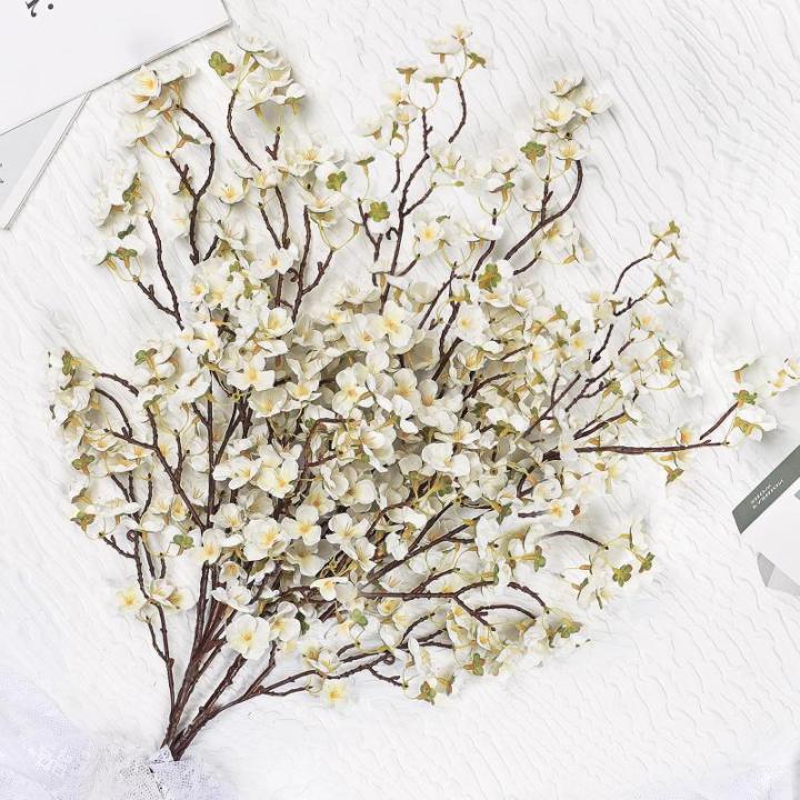 4 stuks kunstkersenbloesemtakken, witte perzikbloemen, 100 cm, kunstbloemen, bulk, lente, zijden bloemen, planten, bundel, lange stelen voor bruiloft, feest, tafel, vaas, decoratie