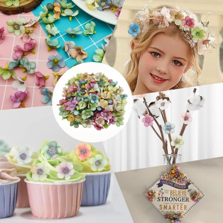 100 stuks decoratieve bloemen, kunstmadeliefjes, diameter 2 cm, mini kleurrijke madeliefjes, bloemkoppen, voor Valentijnsdag, bruiloft, bloemen, om te knutselen, doe-het-zelf decor
